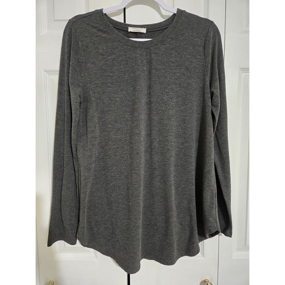 Zenana large women's charcoal grey long sleeve top